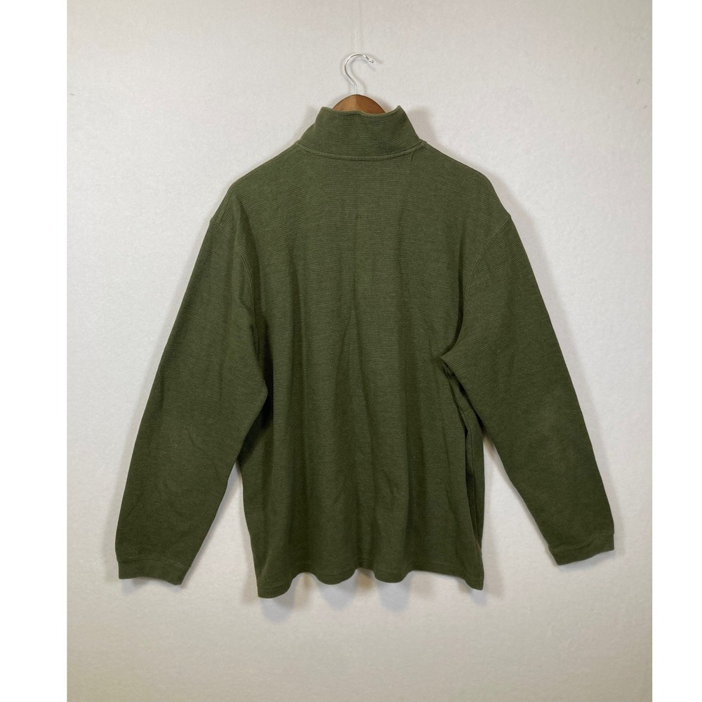 Mens Olive Green Textured Knit Quarter Zip Pullover Sweater‎ XL - Picture 2 of 9